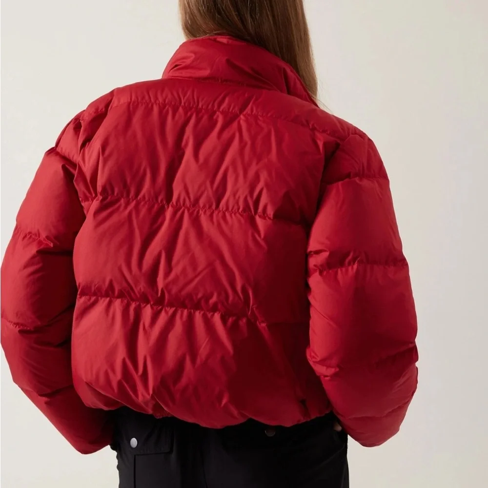 $200 New Athleta Red Summit Down Full zip / Snap Jacket - Candy Red - Womens XL - Picture 2 of 14